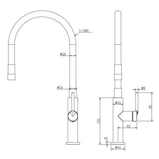 Смеситель для кухни Kohr Berga Series 1LO090200DB-0004A хром/чёрный
