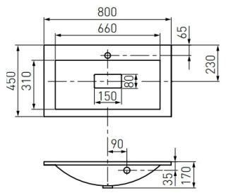 Раковина Акватон Премьер М 80см 1A70493KPR010