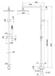 Душевая стойка Paini RSQ1 50CR191ARQ2P3 хром