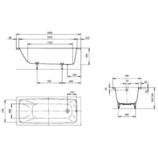Стальная ванна Kaldewei Cayono 160x70x41 с покрытием easy-clean