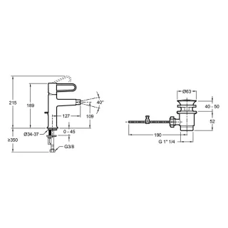 Смеситель для биде Jacob Delafon Odeon Rive Gauche E21033-BL-00 чёрный ручка белая