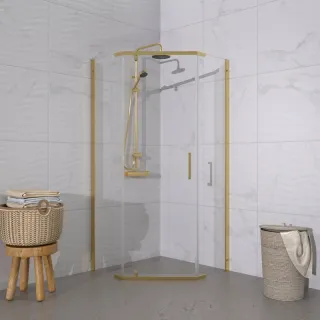 Душевой уголок Triton Дека -Голд  Щ0000073928 100x100 см профиль золото стекло прозрачное