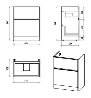 Напольная тумба под раковину Misty Ингрид УТ000026853 68.6 см белый