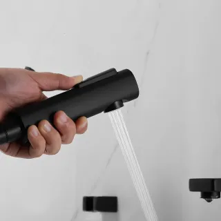 Смеситель для раковины с гигиеническим душем Shevanik S8271H чёрный