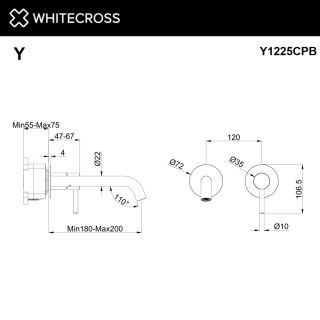 Смеситель для раковины WHITECROSS 2-Y1225CPB брашированная медь