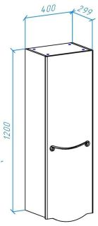 Пенал Bellezza Сесилия 40см левый белый 00000007095