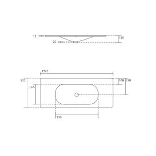 Раковина Kerasan Shape 548001*1 белая 122 см