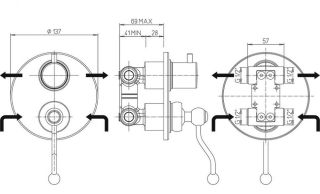 Встраиваемый смеситель для ванны Paini Duomo 88CR6911 хром