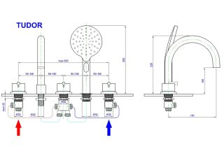Смеситель на борт ванны Royal Bath Tudor хром RB104