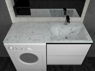Раковина над стиральной машиной Stella Polar Мадлен 120см правая белый мрамор SP-00001153