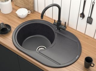 Мойка кухонная Paulmark Fittich PM317650-BLM чёрный металлик