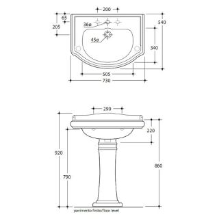 Раковина Kerasan Retro 104701*1 белая 73 см