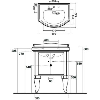 Тумба под раковину Kerasan Retro 7361K5 напольная белая