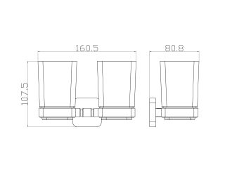 Два стакана для зубных щеток с держателем Wonzon & Woghand Still WW-6628 хром