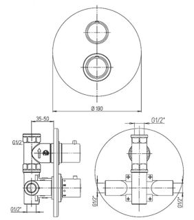 Встраиваемый смеситель для душа Paini Cox 78CR690TH с термостатом хром