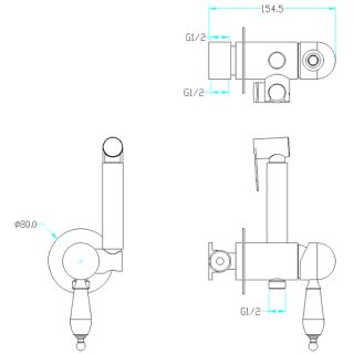 Гигиенический душ со смесителем Boheme Imperiale 435-SW золото