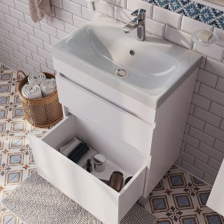 Тумба с раковиной IDDIS Zodiac 60 ZOD6CBFi95K Белая