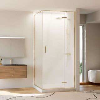 Душевой уголок Veconi Rovigo RV-073RG/R, 900х800х1950, золото брашинг, стекло дождь