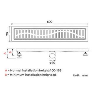 Душевой лоток Gappo G86007-39 60 см оружейная сталь
