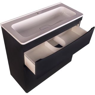 Тумба под раковину Style Line Бергамо мини 90 Люкс Plus СС-00002363 Черная антискрейч