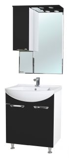 Зеркало-шкаф с подсветкой Bellezza Альфа 65см левый чёрный 00000005264