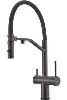 Смеситель для кухни Milacio Ultra MCU.557.TB с подключением к фильтру и гибким изливом Total Black
