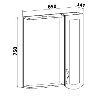 Зеркальный шкаф Runo правый Неаполь 65 (00-00001030)