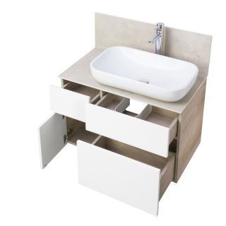 Тумба под раковину Акватон Мишель 80см дуб эндгрейн/белый 1A244501MIX40