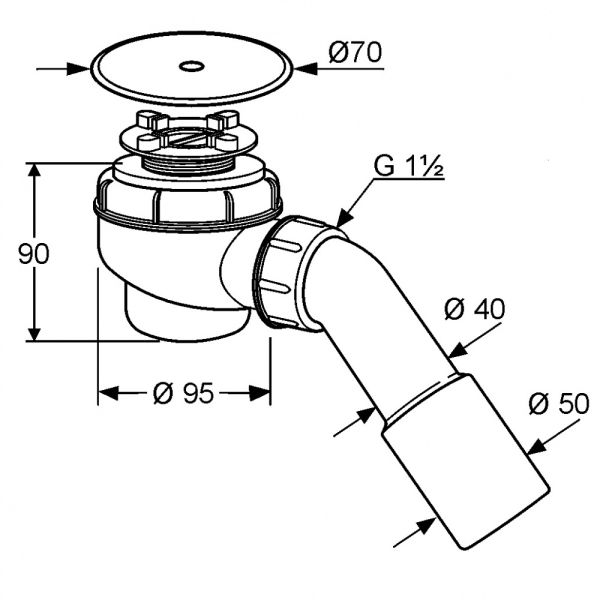 Сифон для душевого поддона Kludi Tasso хром 2105205-00
