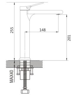 Смеситель для раковины Shevanik S8311T оружейная сталь