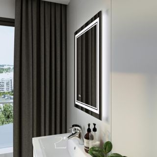 Зеркало с подсветкой Бриклаер Эстель-2 4627125414282 с часами 60 см на взмах руки