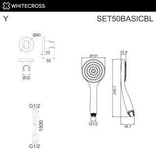 Душевая лейка WHITECROSS SET50BASICNIB брашированный никель