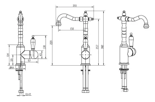 Смеситель для раковины Boheme Tradizionale Nero 272-Royal золото