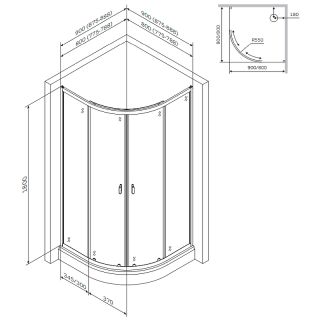Душевой уголок AM.PM X-Joy Twin Slide 80х80 W88G-205-080MT64 профиль Хром матовый стекло прозрачное