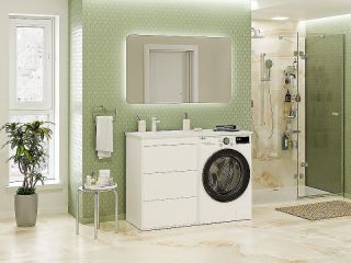 Напольная тумба под раковину Brevita Grafit 120 L УТ000014841  Белая матовая