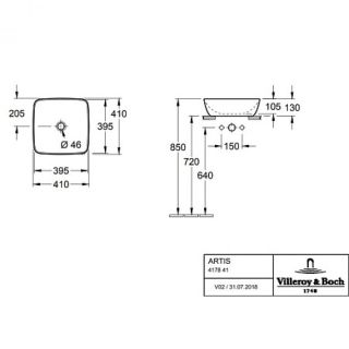 Раковина Villeroy Boch Artis 417841BCW4 41х41 см, sencha зеленый