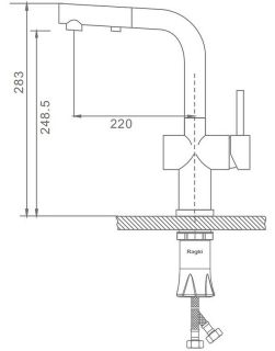 Смеситель для кухни Raglo R86.49.05 с выдвижным изливом сатин