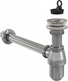 Сифон для раковины AlcaPlast 1 1/4"х32 цельнометаллический с водосливом 5/4" A437