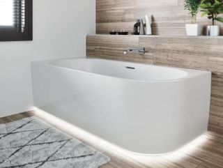 Акриловая ванна Riho Desire Corner Glossy Sparkle System LED B087004005 R 184x84см с аэромассажем и подсветкой белый