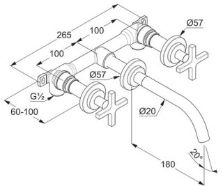 Встраиваемый смеситель для раковины Kludi Nova Fonte Classic хром 201440520
