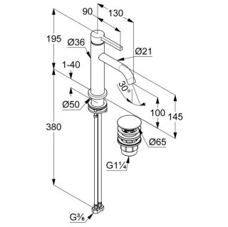 Смеситель для раковины Kludi Nova Fonte Pura 202880515 хром