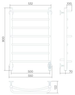 Электрический полотенцесушитель Larusso Евромикс П7 50x80см хром 4670078536389