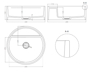 Накладная раковина Salini Armonia Top 02 S-Stone 130127MRF 45см RAL полностью