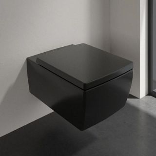 Унитаз подвесной Villeroy Boch  с открытым смывным краем, настенный 4633R0R7 черный