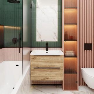 Тумба под раковину La Fenice Tesoro FNC-01-TES-DKK-100-2 Дуб канзас коричневый 100 см