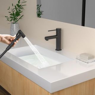 Смеситель для раковины с гигиеническим душем Timo Saona 2360/03G чёрный матовый