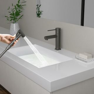 Смеситель для раковины с гигиеническим душем Timo Saona 2360/18G чёрное золото