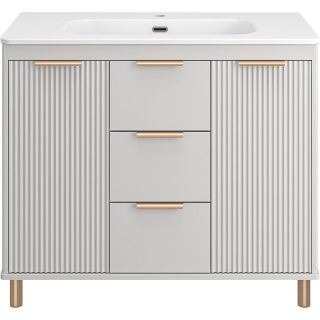 Напольная тумба под раковину Brevita Risacca Crema 100 УТ000025682 Серая матовая