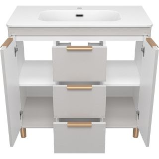 Напольная тумба под раковину Brevita Risacca Crema 90 УТ000025681 Серая матовая