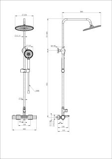 Душевая стойка Wonzon & Woghand Plate WW-C3017-A-BG с термостатом брашированное золото